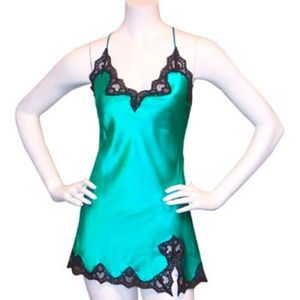 SAMANTHA CHANG Baby Doll Chemise in Teal sz L